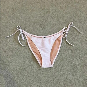 New with tags J Crew Ribbed pink curved-waist cheeky string bikini bottom